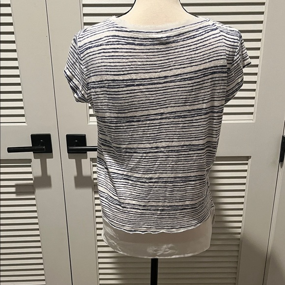 Calvin Klein Navy and White Striped Short Sleeve Top - Picture 6 of 7